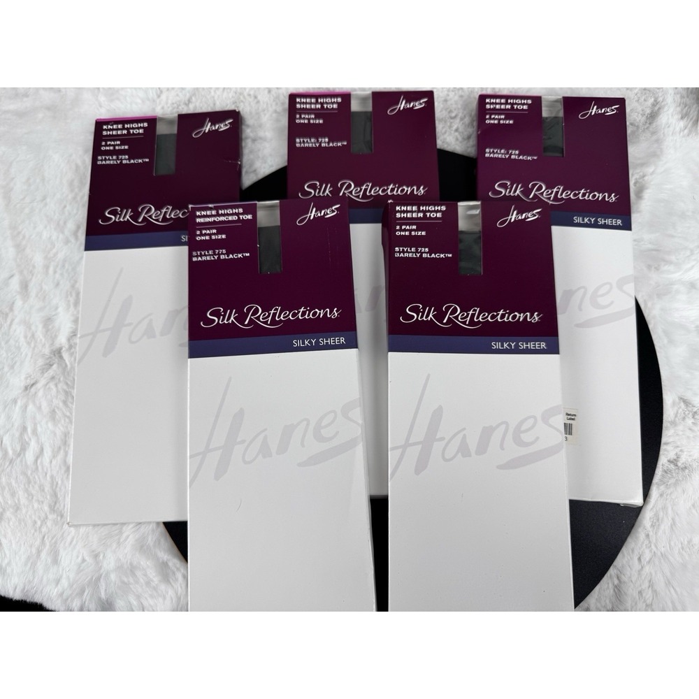 5 Packs Ofβ 2 Hanes Silk Reflections Silky Sheer Kneehighs Barely Black